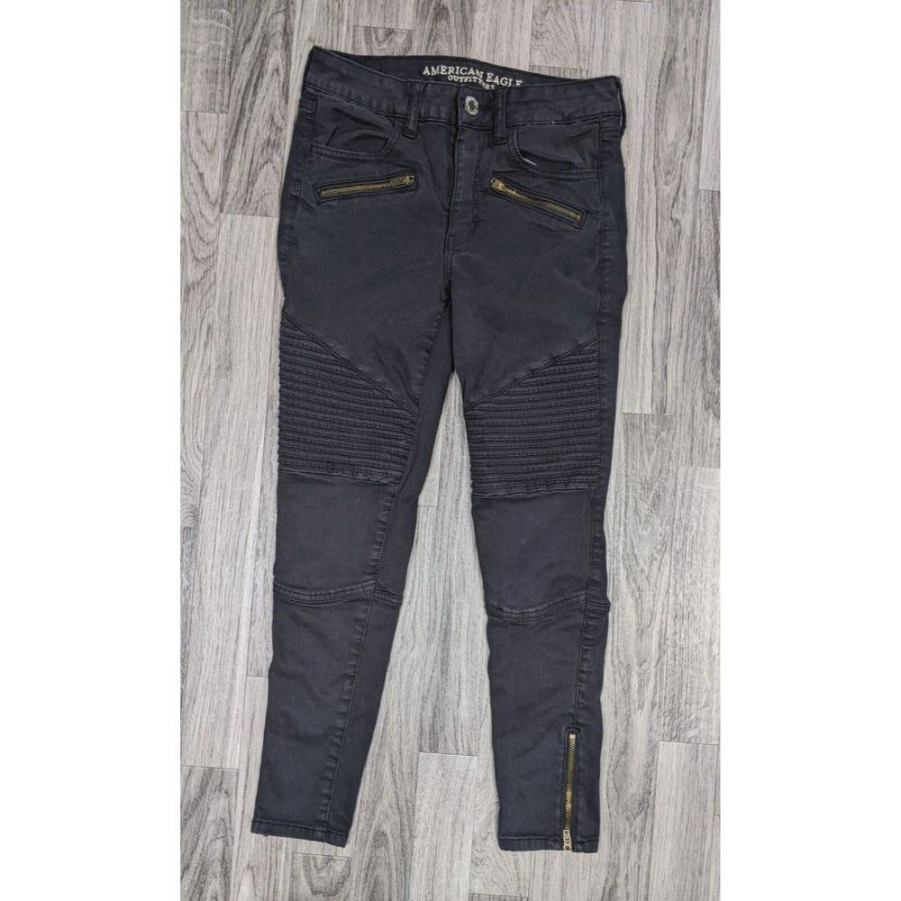 American Eagle Outfitters Size 2 High Rise Skinny Black Denim Jeggings